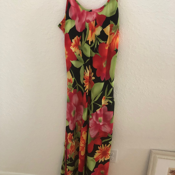 Tropical Floral Long Dress  - Size L - Picture 2 of 4
